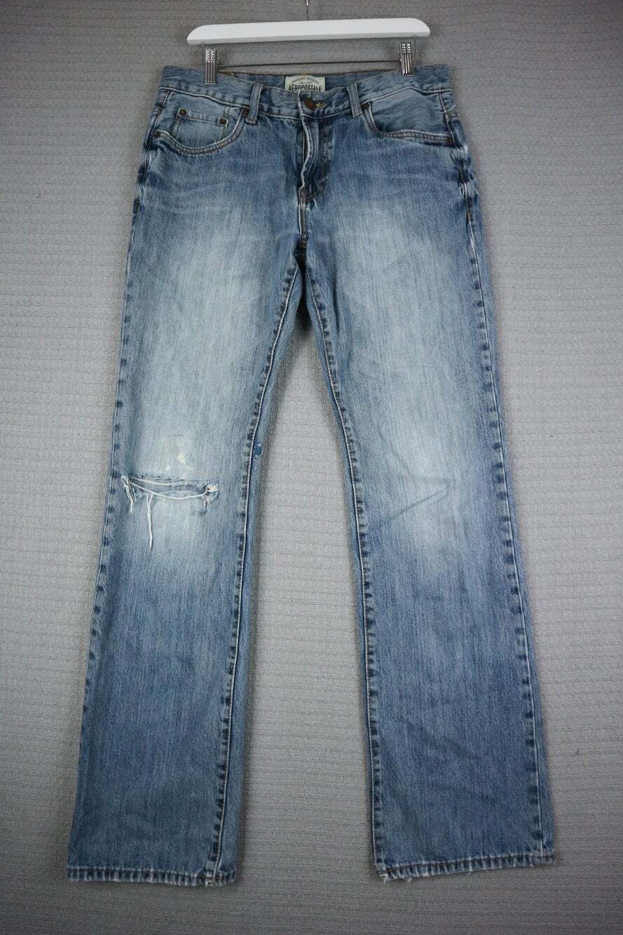 Aeropostale Driggs Slim Bootcut Light Wash Denim Jeans 32x34 Y2K Mens